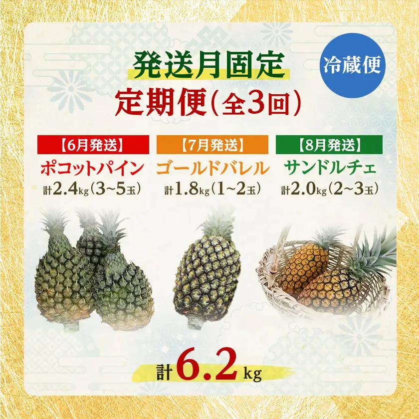 【発送月固定定期便】2027年発送 今帰仁村パイン産地協議会 3種のパイナップルの食べ比べ全3回【配送不可地域：離島】【4086626】