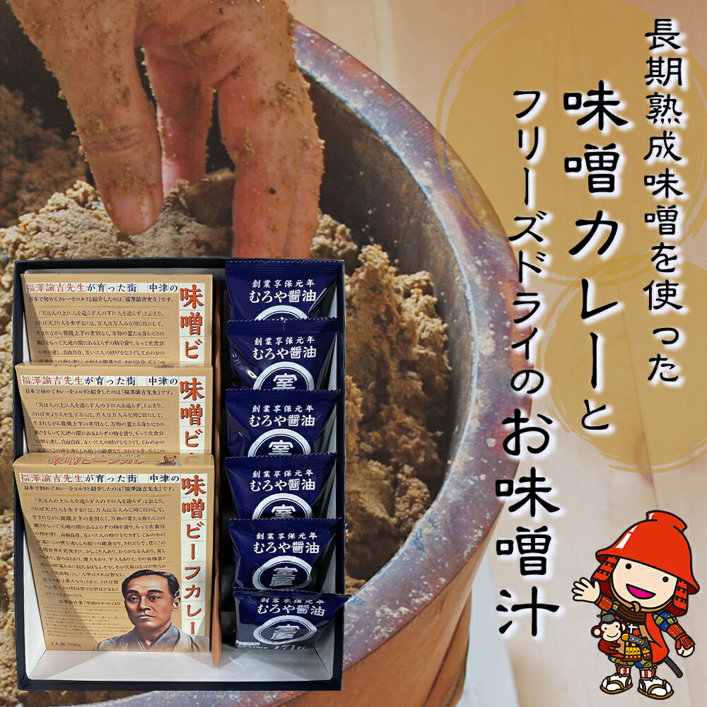 【ふるさと納税】長期熟成味噌を使った 味噌カレー 3箱 フリーズドライのお味噌汁 6個 セット | むろや醤油 インスタント 簡単 惣菜 おかず 味噌汁 カレー レトルト 大分県 中津市