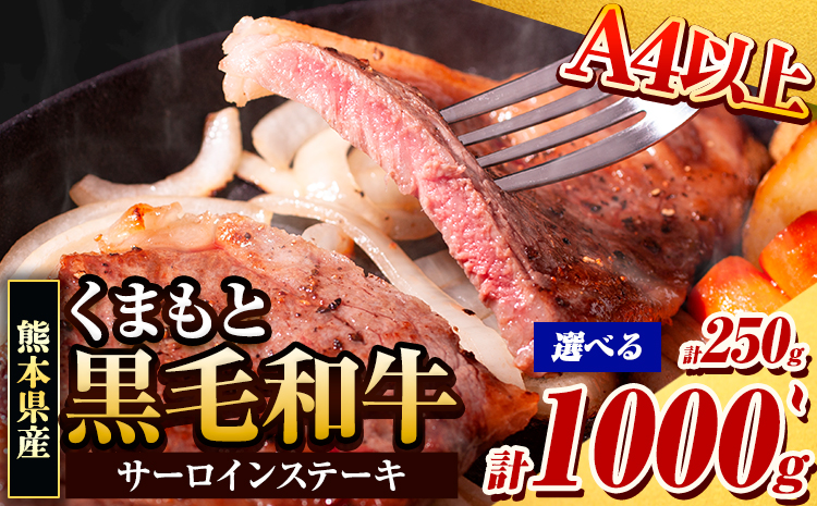 牛肉 くまもと黒毛和牛 サーロインステーキ 250g 500g 750g 1000g 牛肉 冷凍 《30日以内に出荷予定(土日祝除く)》 くまもと黒毛和牛 黒毛和牛 冷凍庫 個別 取分け 小分け 個包装 ステーキ肉 にも サーロインステーキ---ng_fsaro_30d_r7_10000_250g---