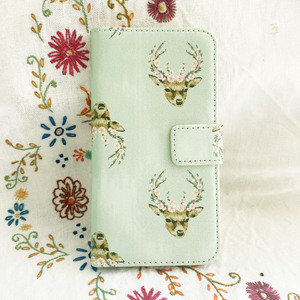 スマホ手帳型ケース 鹿柄オリジナル 「神鹿 shinroku」 foo stitch  15-067