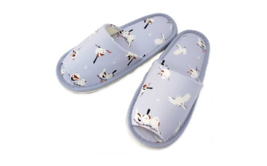 スリッパ シマエナガ外縫いMサイズ　サイズ25cmまで　パープル1足【1676766】