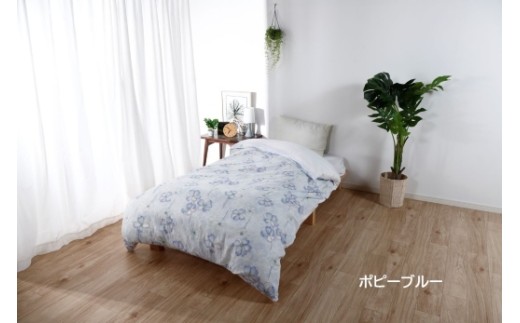 【G0582】三河産　綿100％和晒し　120本ガーゼ掛けふとんカバー：配送情報備考　ポピーブルー