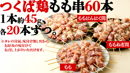 【 スピード 発送 】1本45g！合計約2700g！食べ応えバツグン、つくば鶏 焼き鳥 モモ 3種60本 セット （各20本入り）