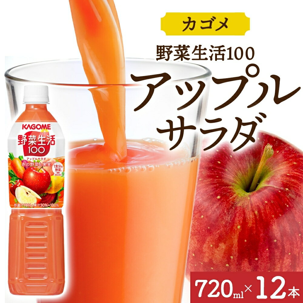 【ふるさと納税】野菜生活100 アップルサラダ 720mlPET×12 栃木県 那須塩原市 ペットボトル 野菜 果実 りんご ミックスジュース β-カロテン フルーティー 赤野菜 KAGOME 送料無料