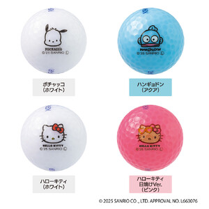 ゴルフボール KIRA★STAR×SANRIO CHARACTERS  24個入り【ポチャッコ、ハンギョドン、ハローキティ、ハローキテイ日焼けVer (４種類)】 サンリオ ゴルフ キャスコ kasco