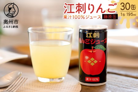 【7月1日より価格改定】 江刺りんごジュース 藤原缶(195ml×30缶) 江刺産ジョナゴールド・サンふじ使用 ストレート果汁100％[A0047]