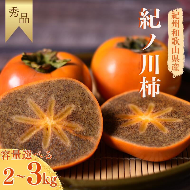 【ふるさと納税】 【☆令和7年産☆先行予約】 紀ノ川柿 秀品〈選べる容量 約 2kg 3kg 〉2L~4Lサイズおまかせ 紀美野町産 【2025年10月中旬～11月上旬に順次発送致します。】《 レビューキャンペーン 実施中 ! 》/ 和歌山県 紀美野町 カキ 柿 甘い 美味しい 3kg