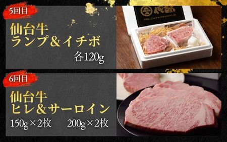 【全6回定期便】肉 牛肉 A5 仙台牛 定期便A | 仙台牛 牛肉 肉 お肉 ブランド牛 国産牛 和牛 黒毛和牛 霜降り 赤身 焼肉 BBQ ステーキ サーロイン カルビ すき焼き お鍋 鉄板焼き 人