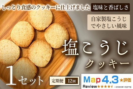 【定期便】塩こうじクッキー（5枚入×2袋）×1セット× 全12回【焼き菓子】塩こうじ アレルギー対応 おやつ 植物性素材 卵不使用 乳不使用 プラントベースフード お取り寄せ 手作り 朝食 手土産 ギフト 贈答用 プレゼント 埼玉県 加須