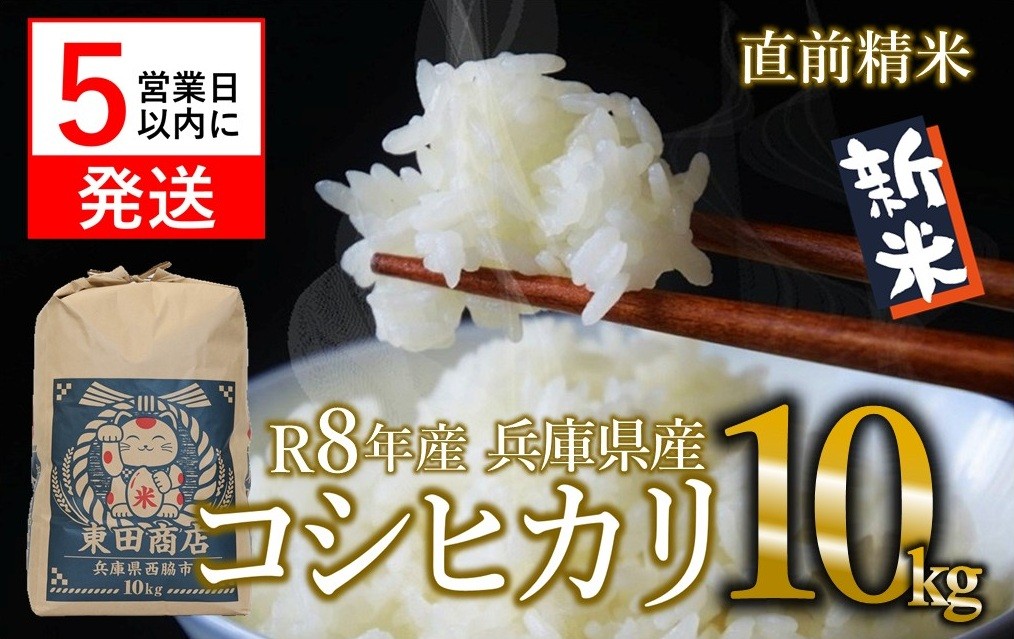 【スピード発送】【令和８年産 新米】コシヒカリ 10kg 白米 令和８年産 米 お米 5kg 米5kg 兵庫県産 こしひかり コシヒカリ 西脇市産 令和8年産 R8年産 2026年産 精米