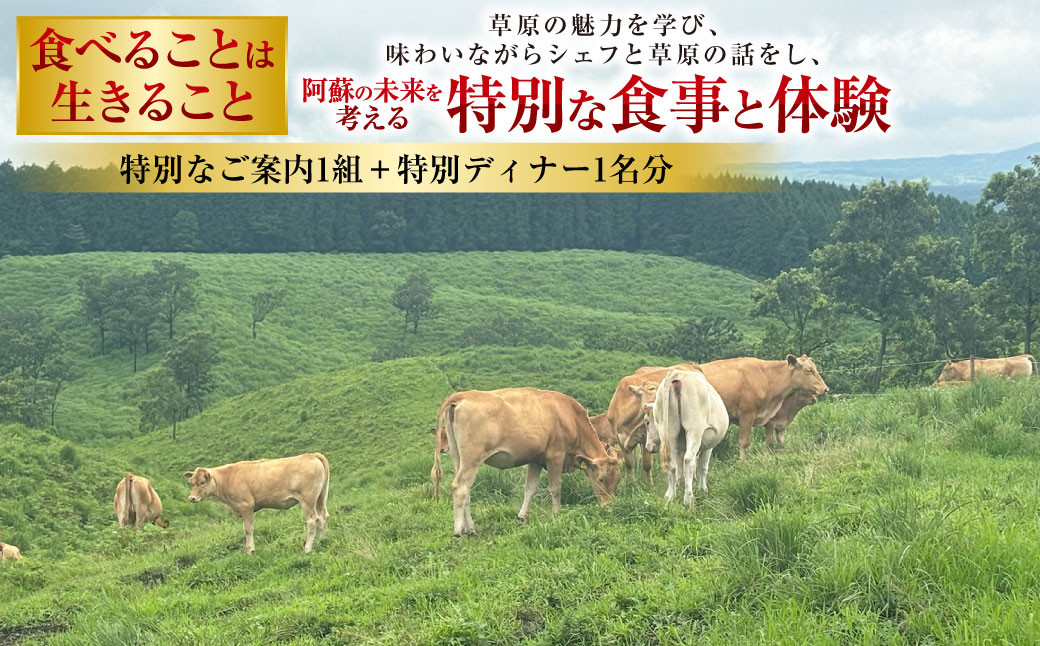 
            ～食べることは生きること～ 草原の魅力を学び、味わいながらシェフと草原の話をし、阿蘇の未来を考える特別な食事と体験（特別なご案内1組＋特別ディナー1名分） チケット 体験 サステナブル ディナー
          