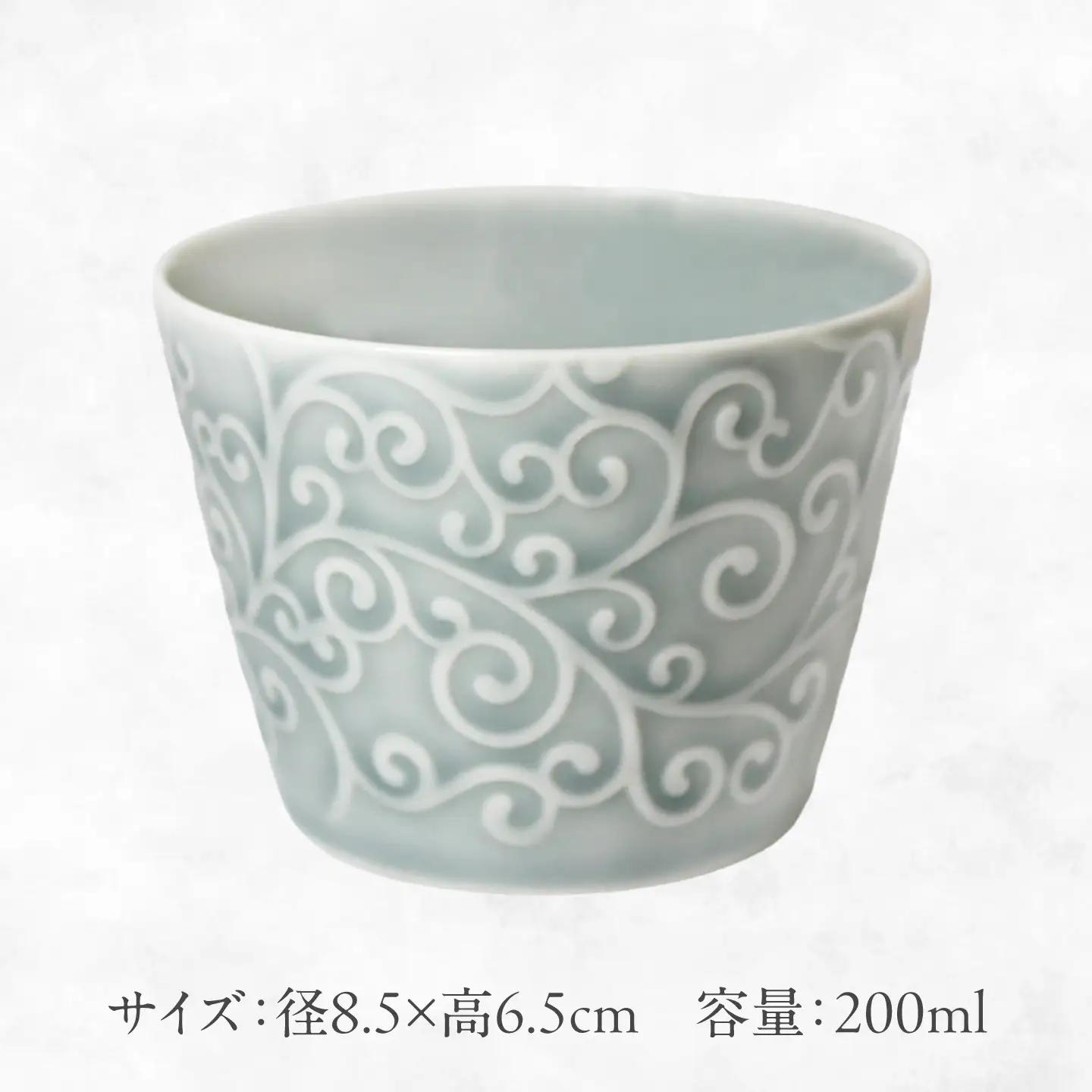 【美濃焼】 吉祥 8.5猪口カップ 唐草  瑞浪市 / JS企画 小田陶器  陶器 食器 カップ コップ 猪口[AZAZ314]