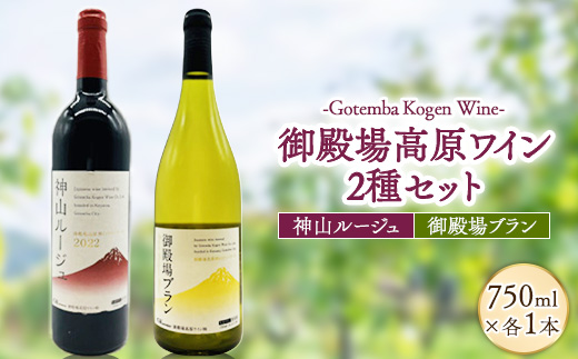 御殿場高原ワイン神山ルージュ＆御殿場ブラン（2本セット） | 酒  お酒 ワイン 赤 白 赤ワイン 白ワイン 赤白セット 750ml 御殿場ブラン wine 葡萄酒 アルコール飲料 ぶどう ブドウ 晩酌 パーティー 記念日 お祝い