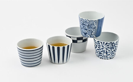 【波佐見焼】 和福 マルチカップ 5柄セット そば猪口 オリジナル 縁起もの【福田陶器店】[PA385]