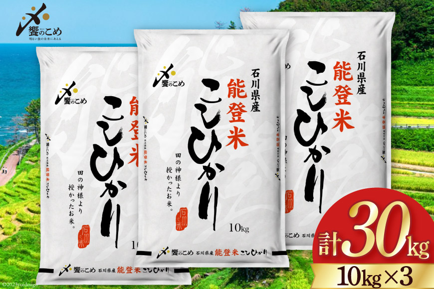 【期間限定発送】 米 令和7年 能登米 こしひかり 精米 10kg ×3袋 計 30kg [中橋商事 石川県 宝達志水町 38601196] お米 白米 ごはん 美味しい コシヒカリ おこめ