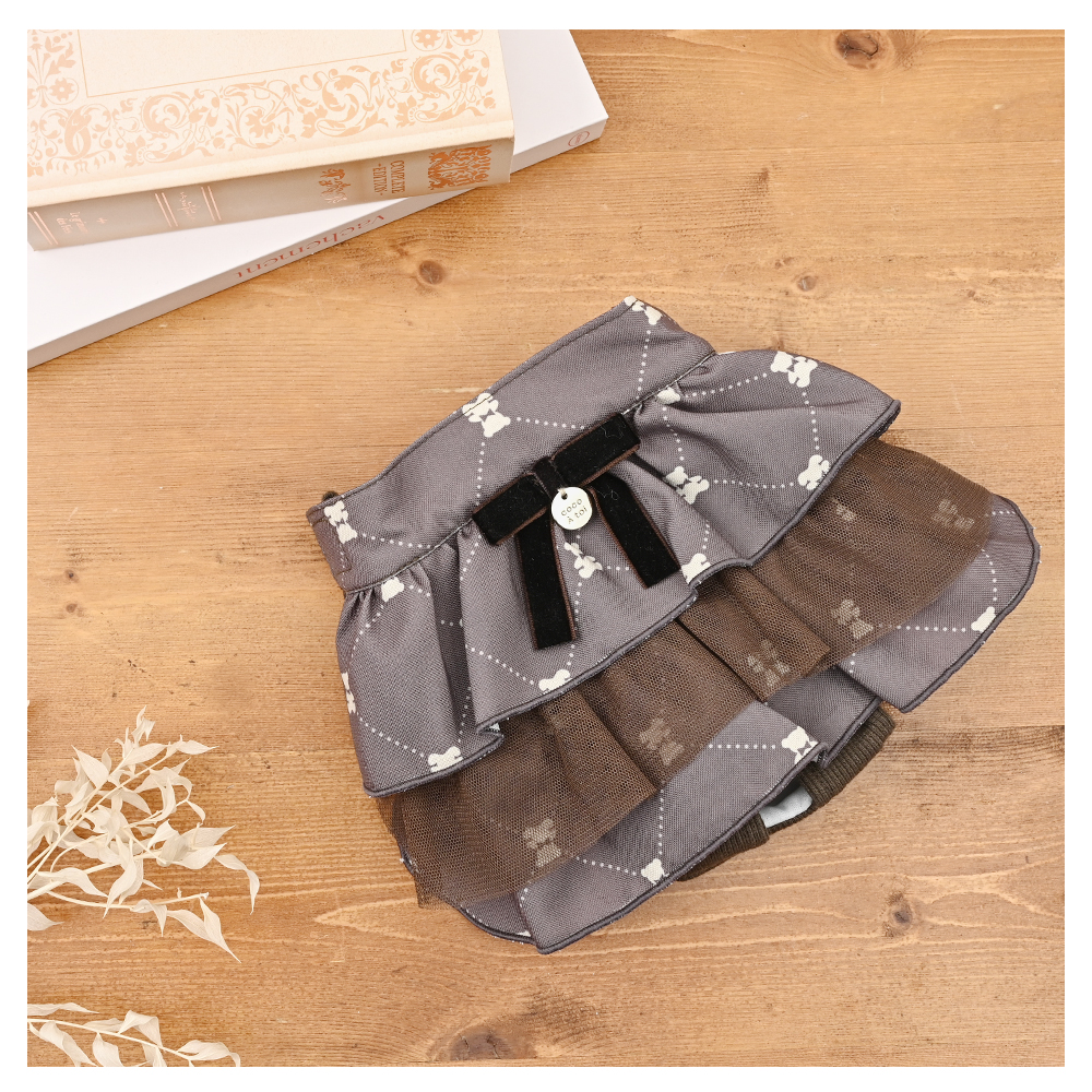 ブラウンチュールマナースカート  (S) 犬 マナーパンツ おむつカバー ドッグウェア【ココアトワ(cocoAtoi)】