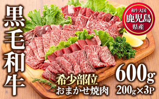 
                  No.547 鹿児島県産黒毛和牛希少部位おまかせ焼肉(計600g・200g×3P)国産 九州産 牛肉 黒毛和牛 和牛 焼肉 焼き肉 希少部位 ミスジ 三角バラ フランク カイノミ 冷凍【LRプラスK】【507-03】【547】【612-01】【831】
                