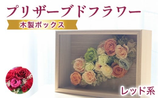 プリザーブドフラワーアレンジ(額装）中　(赤系)　