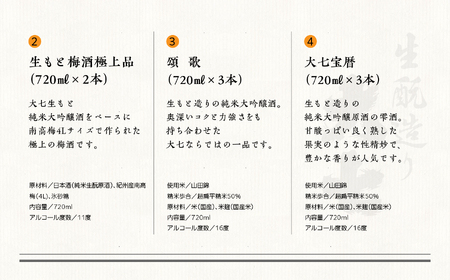  大七セットA 宝暦大七×3本、頌歌×3本、皆伝×1本、 生もと梅酒極上品×2本【道の駅 安達】