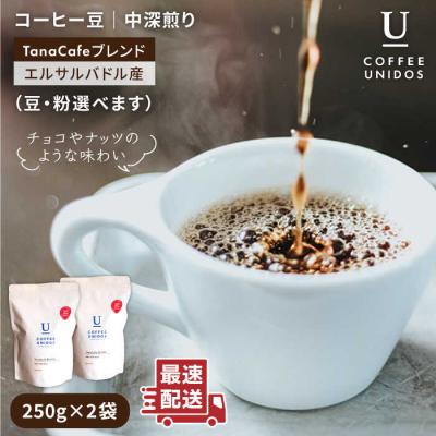 ふるさと納税 糸島市 中深煎りコーヒー豆タナカフェブレンド250g×2袋(豆・粉選べる)[AQF011]