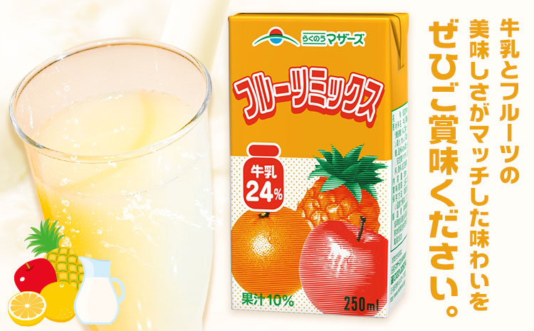 常温保存可能 フルーツミックス 250ml×48本 合同会社たべたせいか《30日以内に出荷予定(土日祝除く)》熊本県 菊池市 ミックスジュース らくのうマザーズ フルーツ牛乳 フルーツ ジュース 紙パ