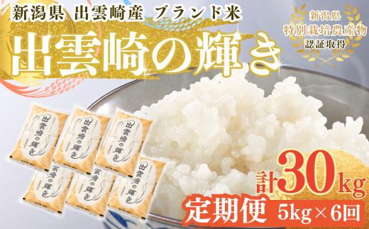 【令和7年産新米】 特別栽培米 新潟県産 コシヒカリ 定期便 5kg 6か月 出雲崎町産 「出雲崎の輝き」 白米 精米 お米 ブランド米 合計30kg