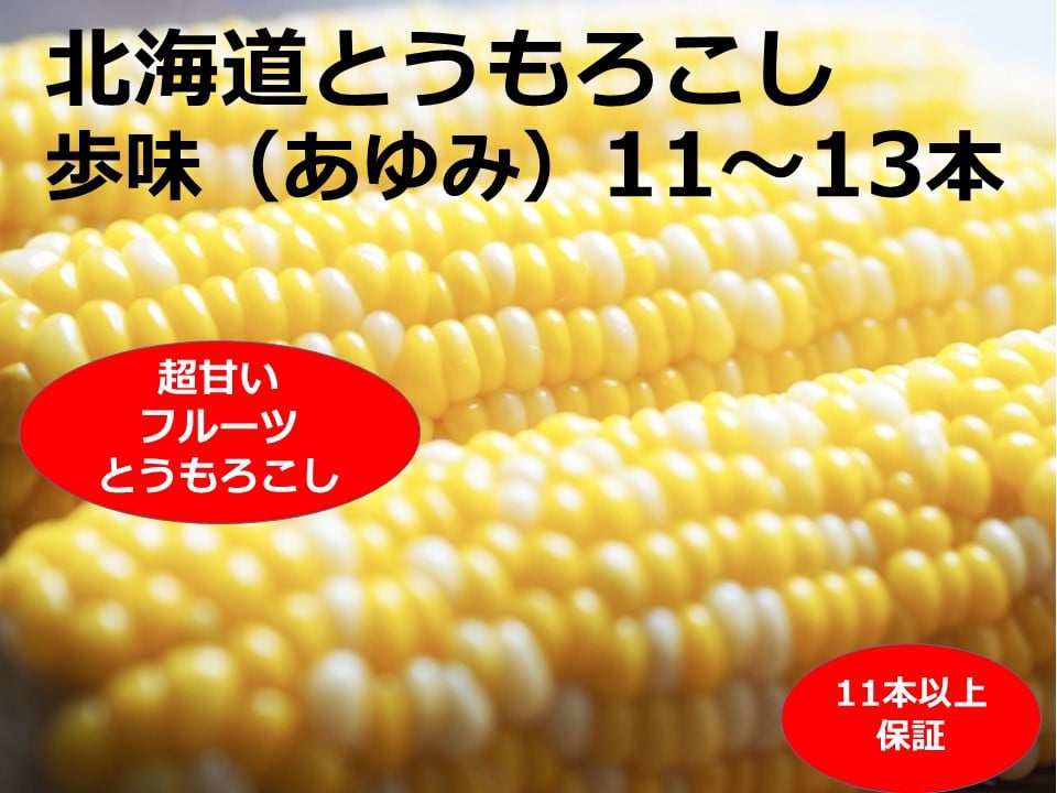 
訳あり　北海道　歩味（あゆみ）バイカラーコーン　11～13本入り　とうもろこし　トウモロコシ
