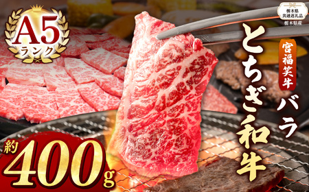 【栃木県共通返礼品 栃木県産】宮福笑牛(とちぎ和牛) A5 バラ焼き肉 約400g  | 栃木県 下野市