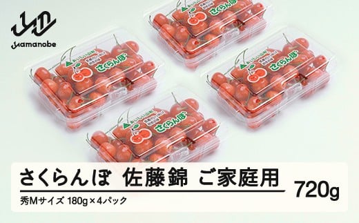 
            《先行予約》さくらんぼ 佐藤錦 秀Mサイズ ご家庭用 フードパック720g(180g×4パック） 2026年産 令和8年産 山形県産 ns-snsmp800
          