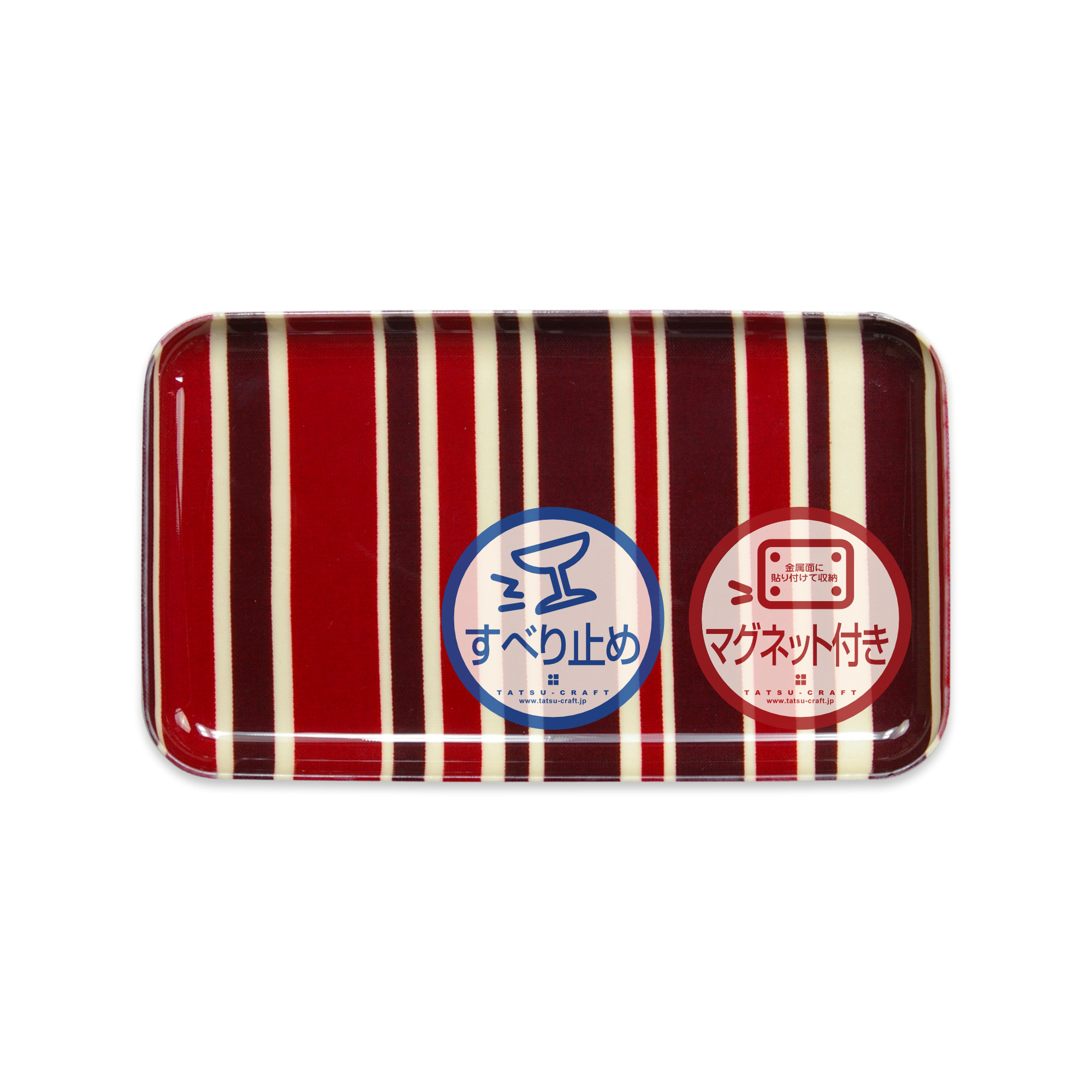 TATSU-CRAFT マグネットトレー SS 21.5cm トリノストライプ RD レッド すべり止め付き ［Tk1057］ 303446_DA90800VC03