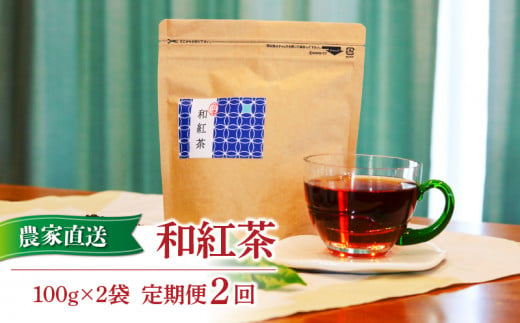 定期便 和紅茶 茶葉 100g 2袋 計2回 合計 400g  農家直送 お茶 茶葉 静岡 沼津