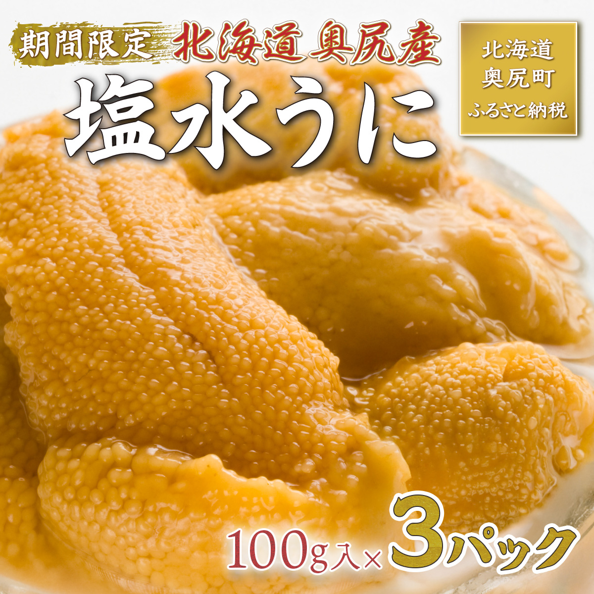 【2026年7月上旬頃より順次発送】北海道奥尻産「キタムラサキウニ」100g×3パック (塩水パック)【期日指定不可】 OKUH014