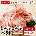 【ふるさと納税】【毎月定期便】北海道十勝産 ホエー豚 しゃぶしゃぶバラ肉1.2kg(400g×3パック)全12回【配送不可地域：離島】【4010965】