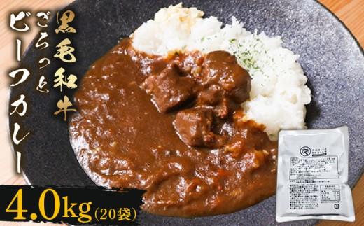 訳あり 黒毛和牛 レトルト カレー 200g×20袋 4kg パウチ レトルトカレー 牛肉 ビーフカレー 和牛 簡易包装 温めるだけ 簡単調理 時短 レンジ 湯煎 常温 備蓄 家庭用 たっぷり 200g カレーうどん カレーライス お取り寄せ 大阪府 松原市