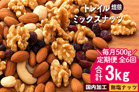 毎月お届け6回　【納税】焙煎ミックスナッツ(トレール) 500g