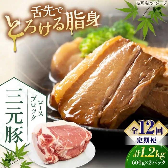 【全12回定期便】平田牧場 ロース ブロック 1.2kg (600g×2P)  豚肉 ローストポーク 煮豚 [AJAP101]