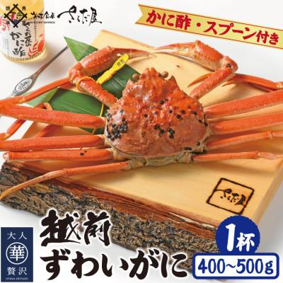 ふるさと納税 越前町 浜茹で越前ずわい約400〜500g　1杯　かに酢&amp;かにスプーン付き