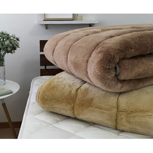 ＜セミダブル＞銀イオン加工シート入り　ミンクファー敷パッド＜ベージュ＞　GFP-22SW-BE