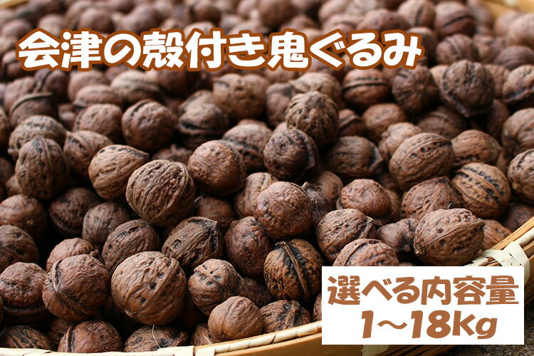 【ふるさと納税】内容量が選べる、殻つき 会津の鬼ぐるみ1kg／3kg／8kg／18kg