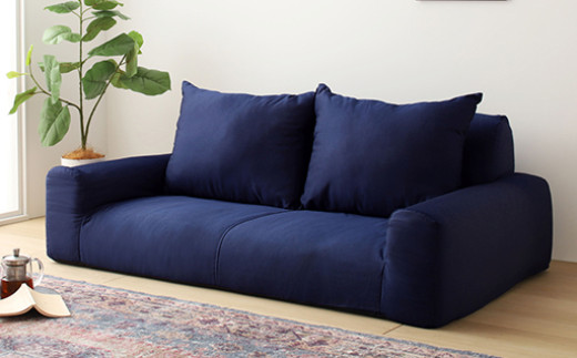 【a050】低反発フロアソファ（ネイビー・デニム生地）
