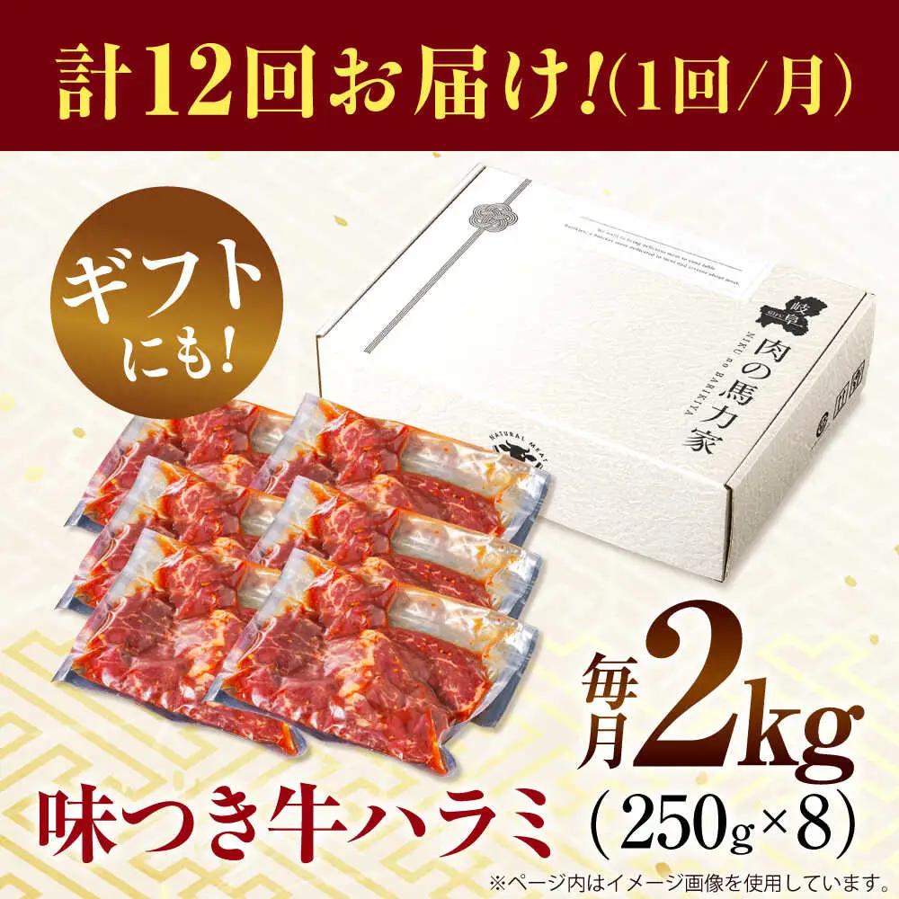 【12回定期便】【訳あり】味付けハラミ 2kg(250ｇ×8パック) [AVBO050]