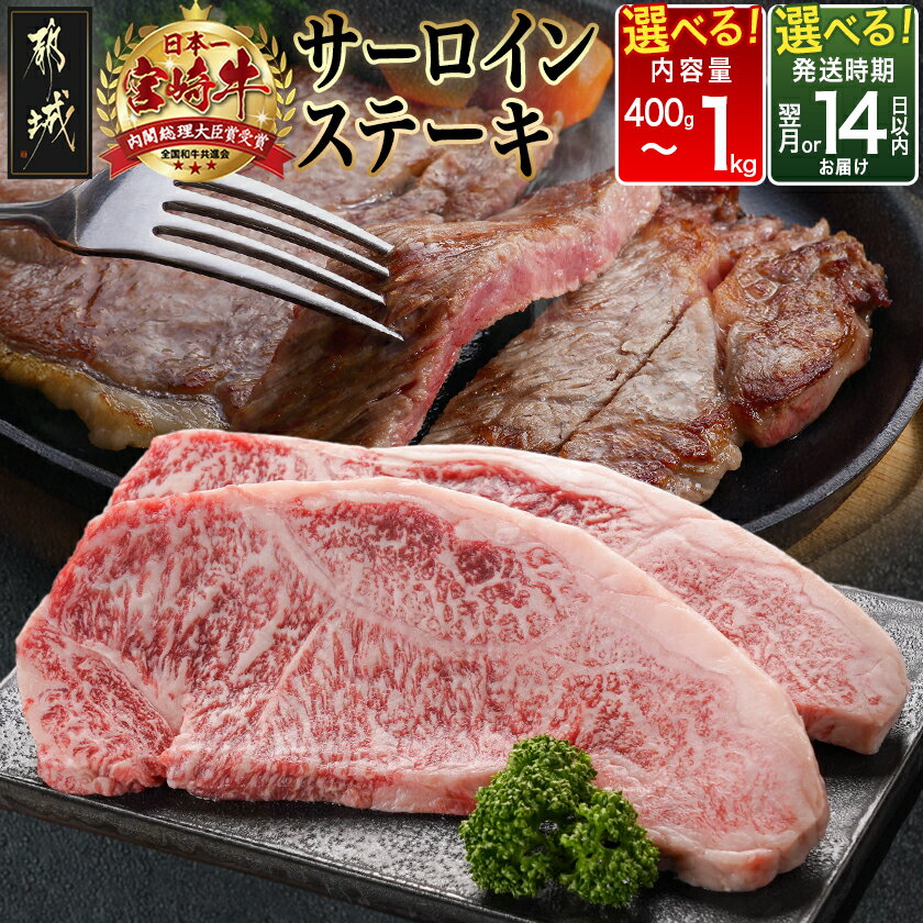 【ふるさと納税】《レビューキャンペーン実施中！》【内容量＆発送時期が選べる！】宮崎牛サーロインステーキ - 宮崎県産宮崎牛 国産牛肉 宮崎牛ステーキ 国産牛ステーキ 和牛ステーキ 冷凍 父の日 お中元 送料無料 SKU-N401 【宮崎県都城市は2年連続ふるさと納税日本一！】