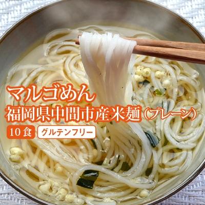 ふるさと納税 中間市 【発送月固定定期便】マルゴめん中間産米麺(プレーン)10食(中間市)全4回
