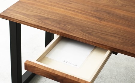 デスク 120 引き出し付 秋山木工 スチール 脚 ウォールナット ウォルナット W120ｘD71ｘH71cm 無垢 家具 木製 シンプル 国産 在宅 テレワーク パソコンデスク 学習机 天然木 ワー