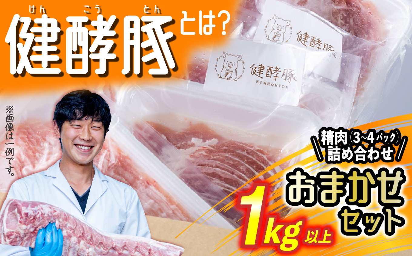 
北海道産 健酵豚 精肉 おまかせ セット 1kg 以上( 3～4パック ) 豚肉 おためし 詰め合わせ ブランドポーク
