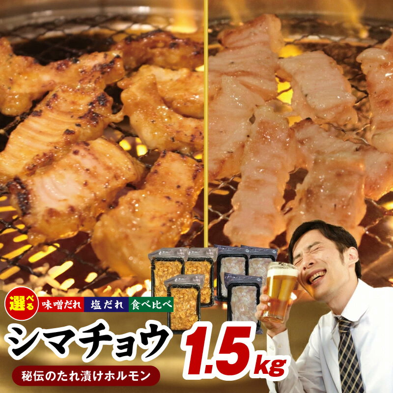 【ふるさと納税】【焼肉屋の定番】シマチョウ 1.5kg 小分け 250g×6 牛肉 ホルモン 焼肉用 塩だれ漬け 味噌だれ漬け 大阪府 泉佐野市 送料無料 肉の泉佐野