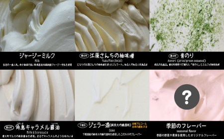 アイスクリーム アイス ジェラート 6種 12個 セット 山口県特産品 使用 フルーツ ジャージー ミルク 柚子 味噌 キャラメル 醤油 酒粕 季節 おまかせ 下関市 山口 EZ02-NT
