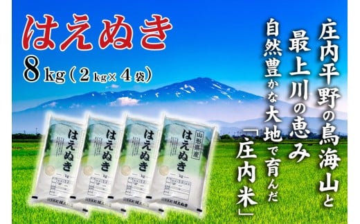 令和7年産 【精米】 はえぬき 8kg (2kg×4袋) SI SD0250