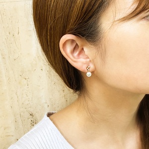 K18YG アコヤ真珠 ダイヤモンド ピアス N72 K05046-H