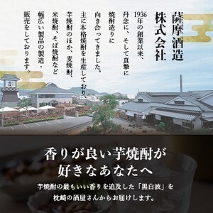 枕崎の定番焼酎【黒白波】900ml×1本セット　X0-23【配送不可地域：離島】【1640547】